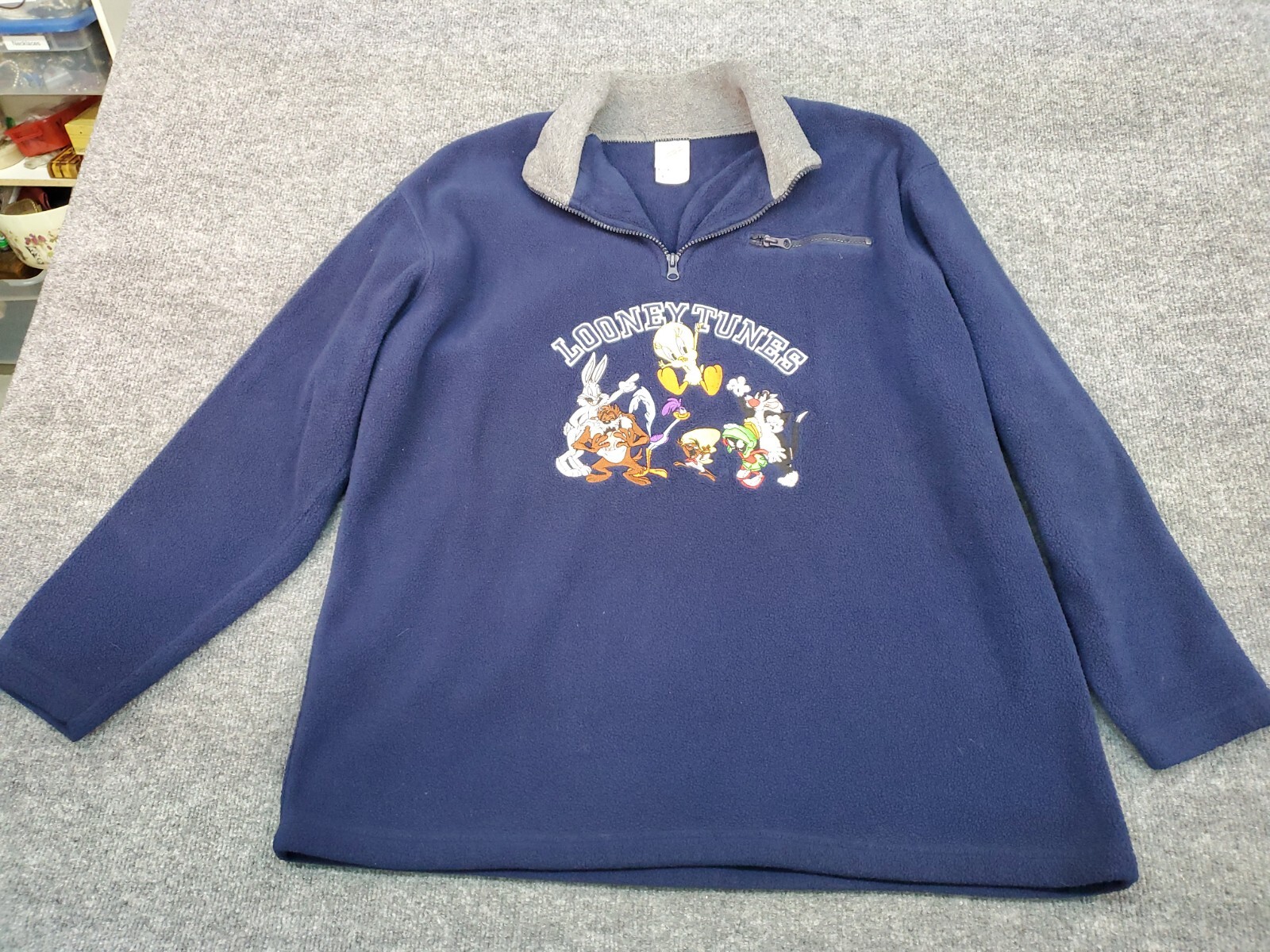 Warner Bros Studio Store Looney Tunes Tasmanian Devil Character Sweatshirt, Men's L Size unclear gray type Vintage Second Hand