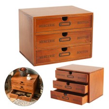 Wooden 3 Drawers Desktop Sorting Storage Desk Organizer Table Draw Cabinet Small