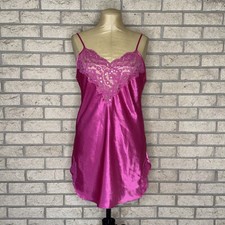 VTG Delicates Liquid Satin Bias Cut Pink Mini Bias Cut Slip Dress Small 36 Bust