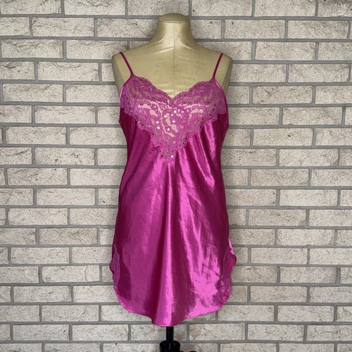 Vintage Delicates Liquid Satin Bias Cut Pink Mini Bias Cut Slip Dress Small 36 Bust