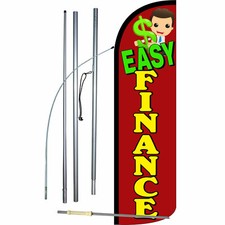 Easy Finance Flag Flutter Feather Banner Swooper Extra Wide Windless Bundle Kit