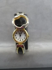 Geneva Black & Gold Bangle Band Watch Japan Movement New Battery