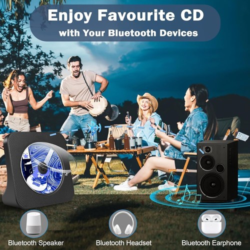 Rechargeable Portable CD Player, Bluetooth CD Player with 4000Mah Battery, Home - Picture 6 of 7