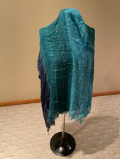 Blue glittered striped hijab scarf 70" x 30"