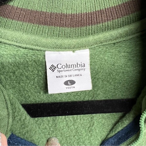 Columbia Green Bomber Preppy Zip Jacket Youth Boy's Size Large - Picture 3 of 5