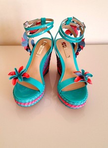 Forever Unique Femme Kiwi-corail et turquoise des sandales compensées | eBay