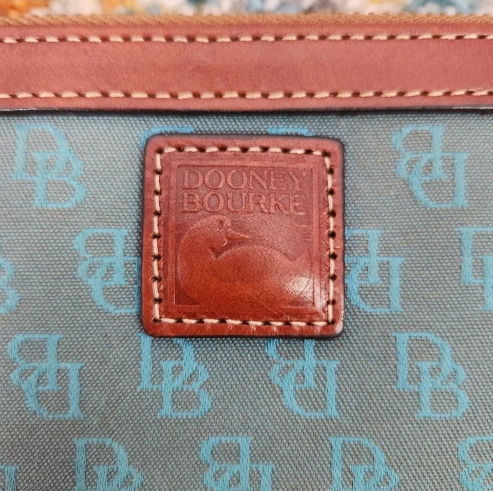 Muñequera Dooney & Bourke Turquesa Firma Jacquard Logo Delgada Cremallera Foto 4 de 4