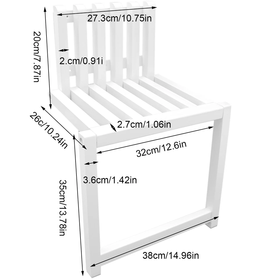 Asiento de baño plegable Banco Silla de ducha Montaje en pared Silla de madera maciza Silla de entrada Foto 3 de 4