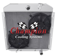 Rn Champion 4 Row All Aluminum Radiator W 2 10 Fans For 1955 - 1959 Gmc Truck