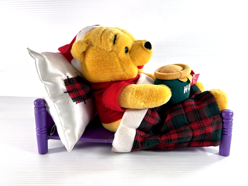 TELCO Winnie The Pooh in Bed Christmas Holiday 12.5" Length Talking Plush Toy - Picture 11 of 17