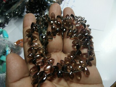 AAA+ SMOKY TOPAZ GEMSTONE MARQUISE FACETED 6x10 MM BEADS 20 PC. STRANDS