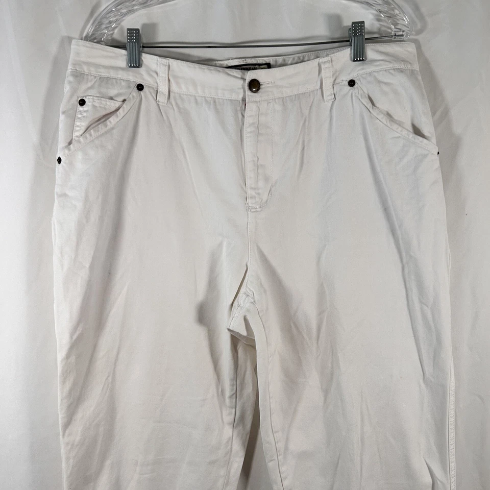 Caribbean Joe Carpenter Pants Women's 16 White Pockets Button Zip Casual Cotton - Image 2 of 4