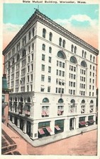 Worcester MA-Massachusetts, State Mutual Building Street View Vintage Postcard