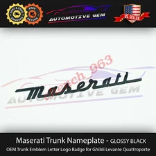 Maserati Trunk Nameplate Emblem Glossy Black Letter Logo Badges Ghibli OEM