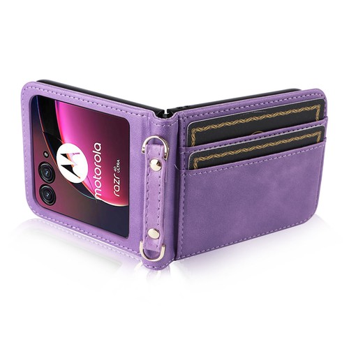 For Motorola Razr/Razr+ 2025 Slim PU Leather Card Holder Crossbody Wallet Case - Picture 51 of 52