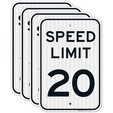 Speed Limit 20 MPH Sign, 4 Pack 12x18 Reflective Aluminum