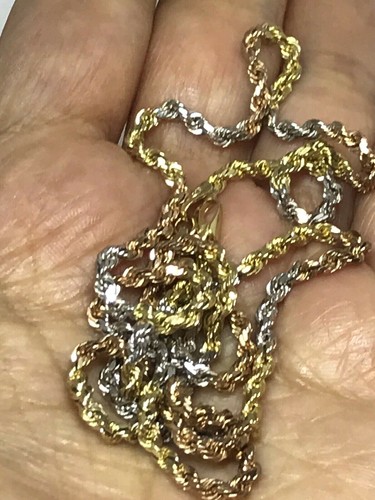 GoLD Chain rope 14k SEMI SOLID yellow white rose tri 2.5mm 22" inch ask 20 18 16 - Picture 7 of 12
