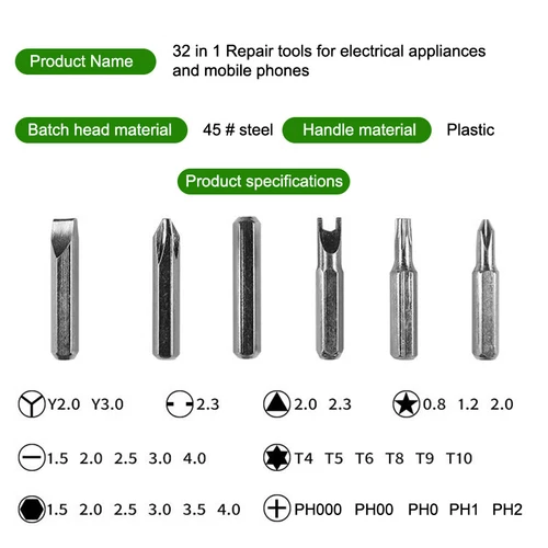 32 In 1 Precision Screwdriver Set Small Magnetic Phillips Bits Hand Repair Tool