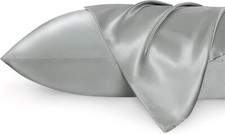 Satin Pillowcase for Hair and Skin Queen - Silver Grey Silky Pillowcase