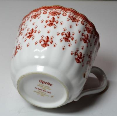 Vintage SPODE Bone China England Pink FLEUR de LYS Pattern #Y7481