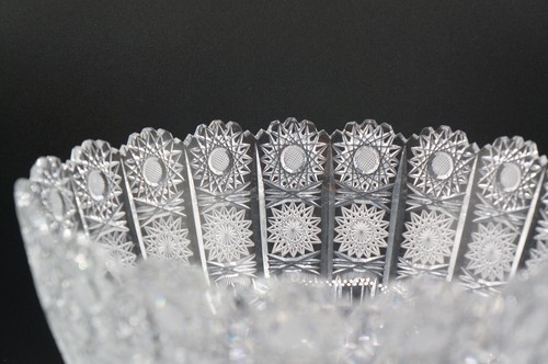 Vintage Bohemian Bowl Vase Deep Cut Queen Lace 24% Czech Crystal. - Picture 8 of 9