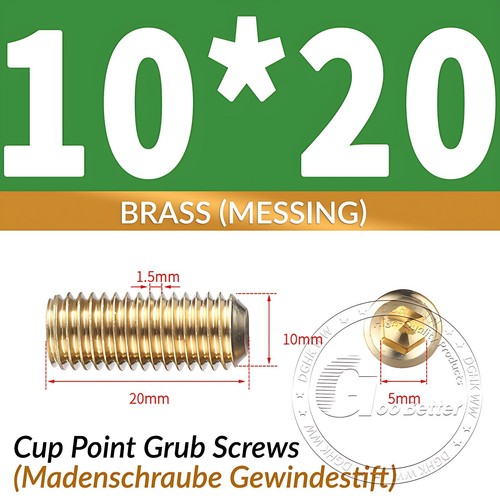 Madenschraube Gewindestift Messing M2 M3 M4 M5 M6 M8 M10 M12 2mm-40mm DIN 913 - Bild 70 von 82