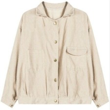 Women Corduroy Shirt Blouse Loose Jacket Outerwear Tops Raglan Sleeve Casual SPW