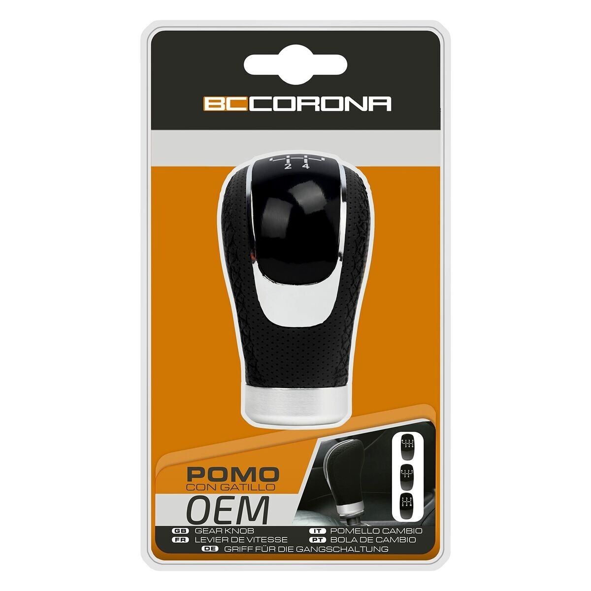 Pomello della Leva del Cambio BC Corona POM30152 Lungo Nero Pelle