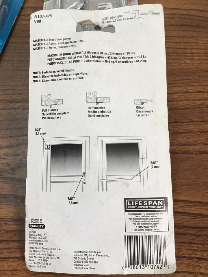 National Hardware N107-425 Screen Door Hinge Set Spring Pull And Hook&Eye (TA6MS - Image 2 of 2