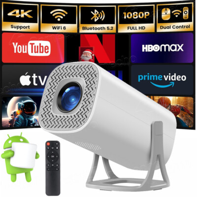 2025 NEU Beamer Projektor 4K UHD WiFi Bluetooth Android TV Heimkino Mini Tragbar