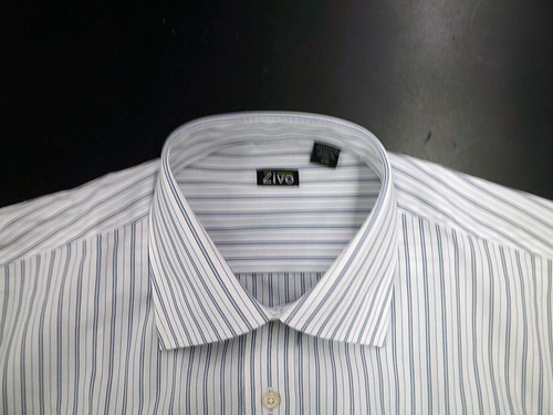 Camisa de vestir para niños Zivo azul y blanco de cuerdas manga larga con botones tallas 4-20 - Imagen 4 de 5