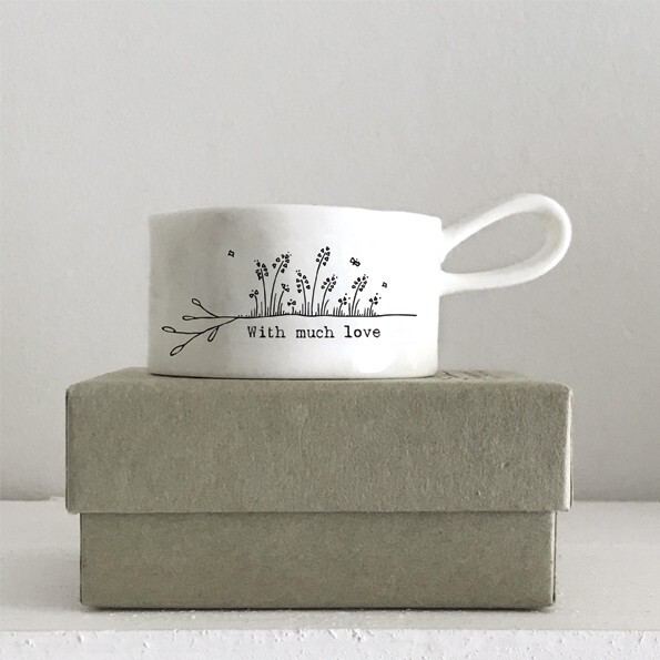 East of India Tea Light Holder 'With Much Love' Gift Boxed Gift with Candle