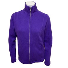 Kirkland Women's Full Zip Jacket Brushed Stretch Fabric Cotton Purple Size S