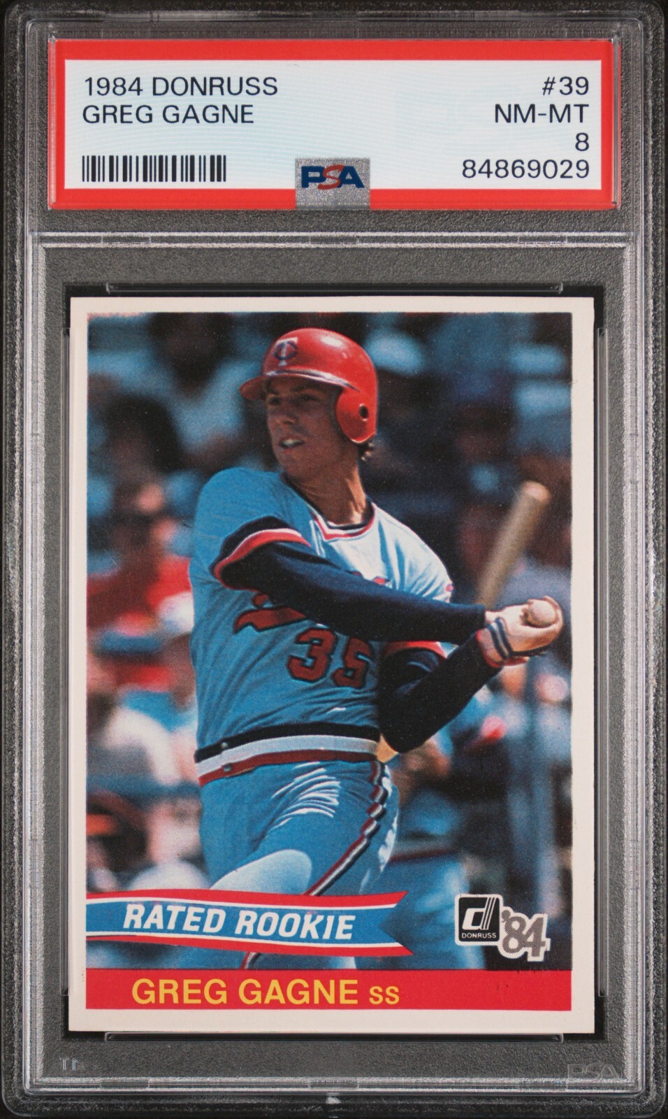 1984 Donruss - Rated Rookie #39 Greg Gagne PSA 8