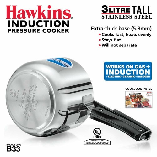 Olla a presión Hawkins de acero inoxidable de 3 L de altura base de inducción cocción rápida - Imagen 3 de 4
