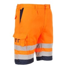 Image of Portwest E043 Hi-Vis Contrast Work Shorts with Durable Fabric & Reflective Tape