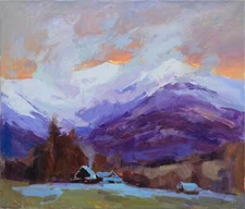 Landscape painting Original art Impressionism Oil on canvas by S. Chernyakovsky