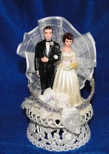 New Elegant Bride Groom Wedding cake topper or Centerpiece in white 288