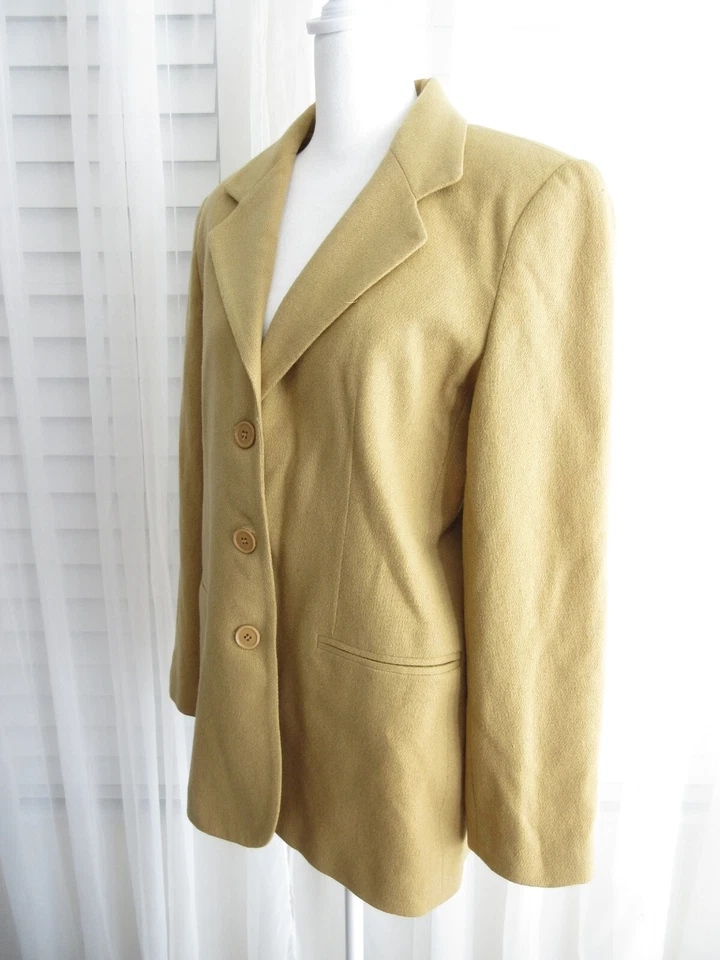 Vintage NY&Co 100% Wool Suit Jacket Blazer Women's 8 Tan Camel Career Lined Y2K - Image 3 of 4