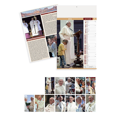 100 CALENDARI PAPA FRANCESCO PERSONALIZZATI STAMPAI A COLORI LOGO AZIENDA a col - Foto 1 di 1