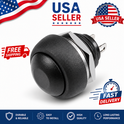 #ad 6X Black M4 12mm Waterproof Momentary ON OFF Push Button Round SPST Switch $9.99