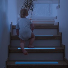 4 x 24 Clear Stair Treads Non Slip with Glow in Dark Blue Stripe 15 Pack