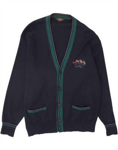 PAUL & SHARK Mens Cardigan Sweater Large Navy Blue Wool AJ01