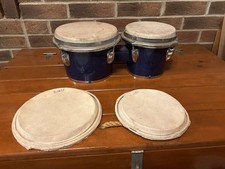 Bongos brillantes azules vintage Japón con cabezas de tempo