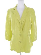 Preppy Minimalist Blazer Green Linen Blend Collared Sleeve Coastal US 8