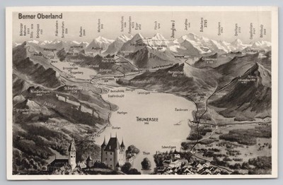 Berner Oberland Panoramic Map Thunersee Mountains Schild Bichsel