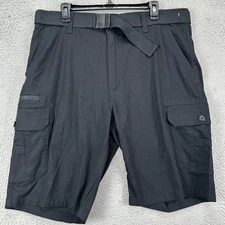Wearfirst Shorts Cargo Mens 38 Black Ripstop Flap Pockets Flat Front Belted NEW