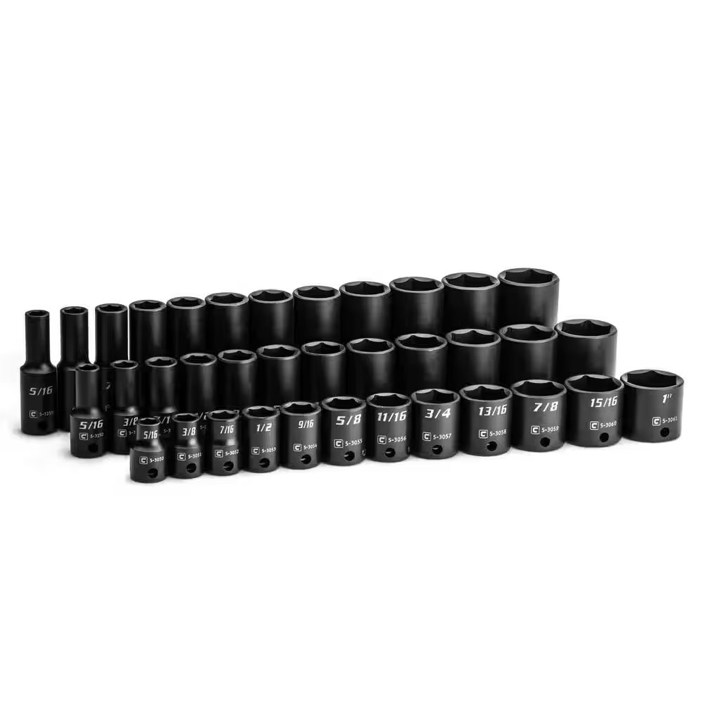 3/8 In. Drive SAE Shallow, Semi-Deep and Deep Impact Socket Set (36-Piece)
