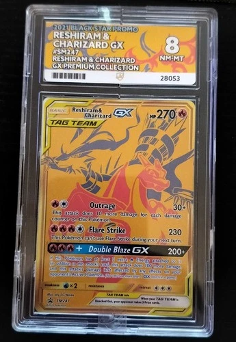 Reshiram & Charizard GX| Sun & Moon | SM247 | NEAR MINT - MINT 8 | Ace | NOT PSA