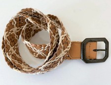 Kohls New belt size XL 45" long metal buckle bonded leather cotton brown